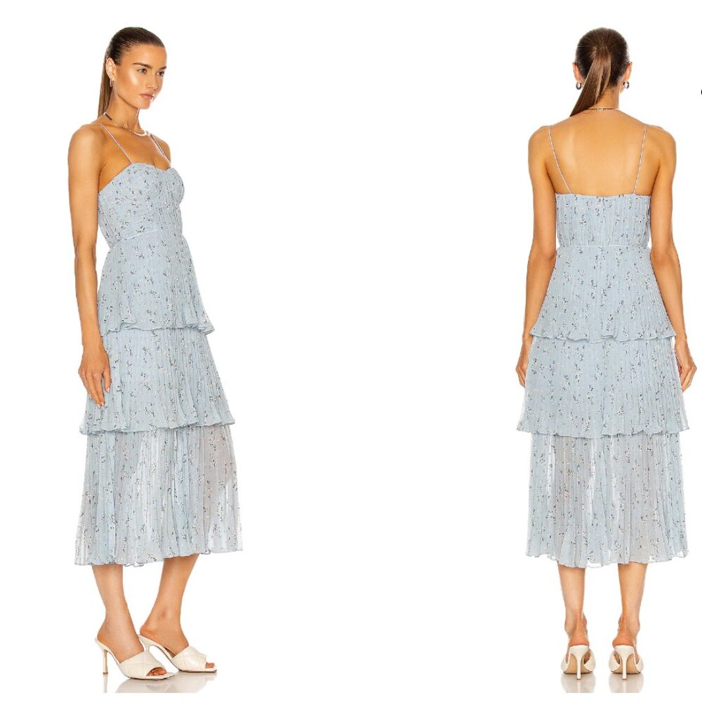 Self-Portrait Metallic Floral Tiered Midi Dress - Picture 10 of 10